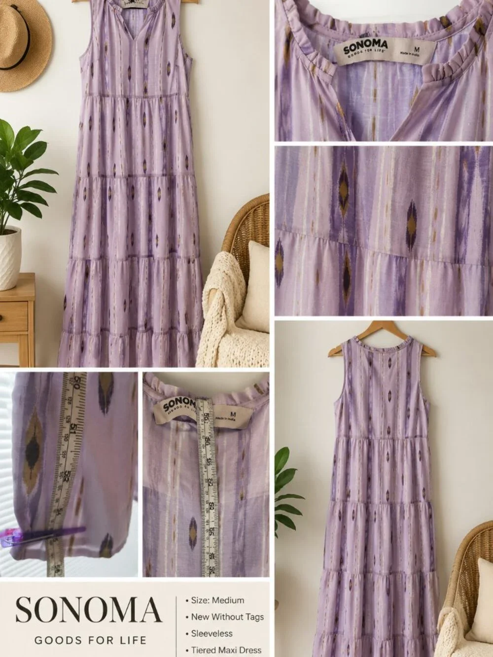 Sonoma Lavender Printed Maxi Dress Size M - Picture 2 of 3